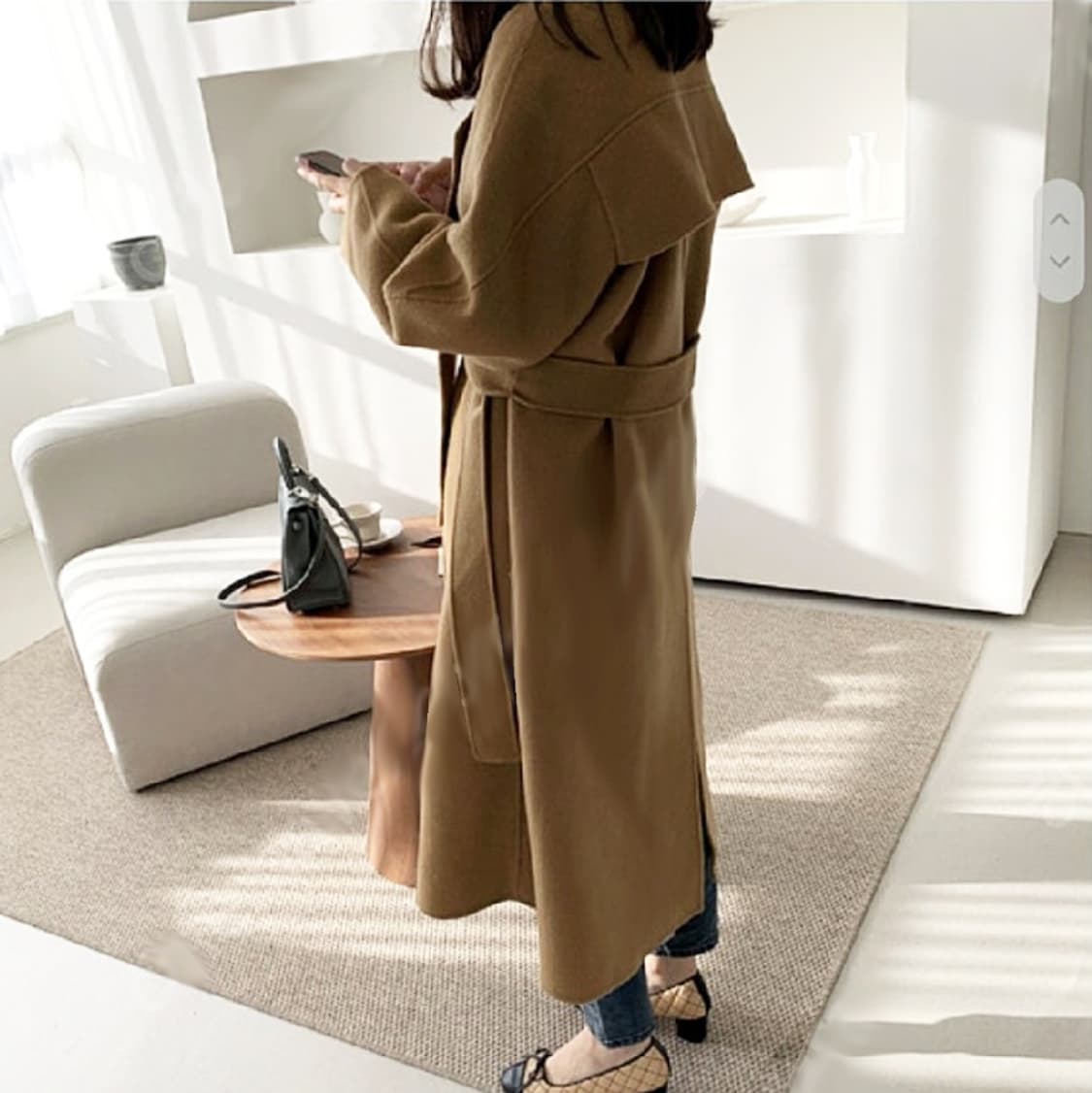 르꼬르망(le cormang) 핸드메이드 벨티드 울코트 프리사이즈 새상품 상품이미지2