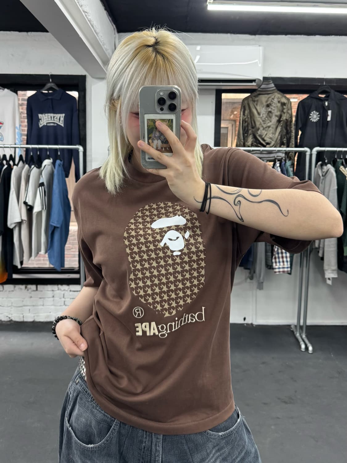 베이프 스타패턴 빅사루 티셔츠 상품이미지1