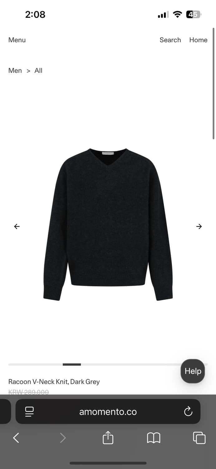 아모멘토 Racoon V-Neck Knit, Dark Grey L 상품이미지1