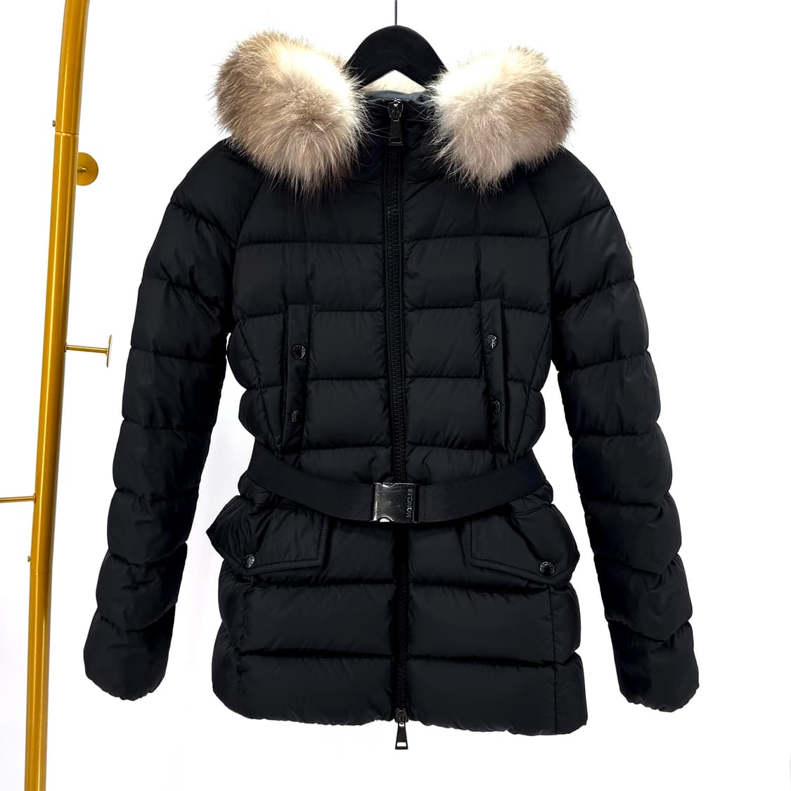 [0사이즈] 몽클레어 클리온 폭스퍼 여성 패딩 블랙 상품이미지4