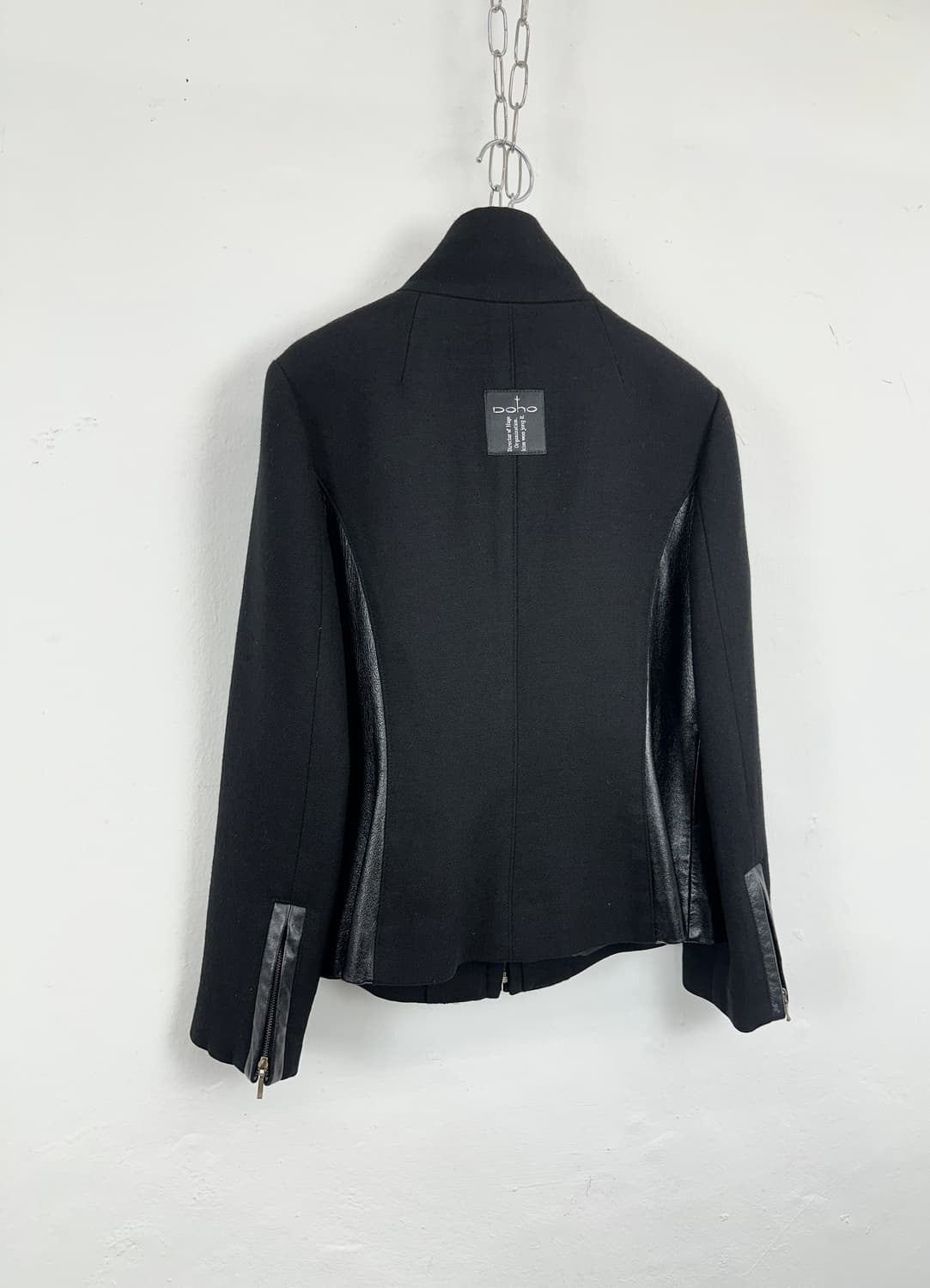 DOHO Leather-Trim Wool Blend Jacket 상품이미지4