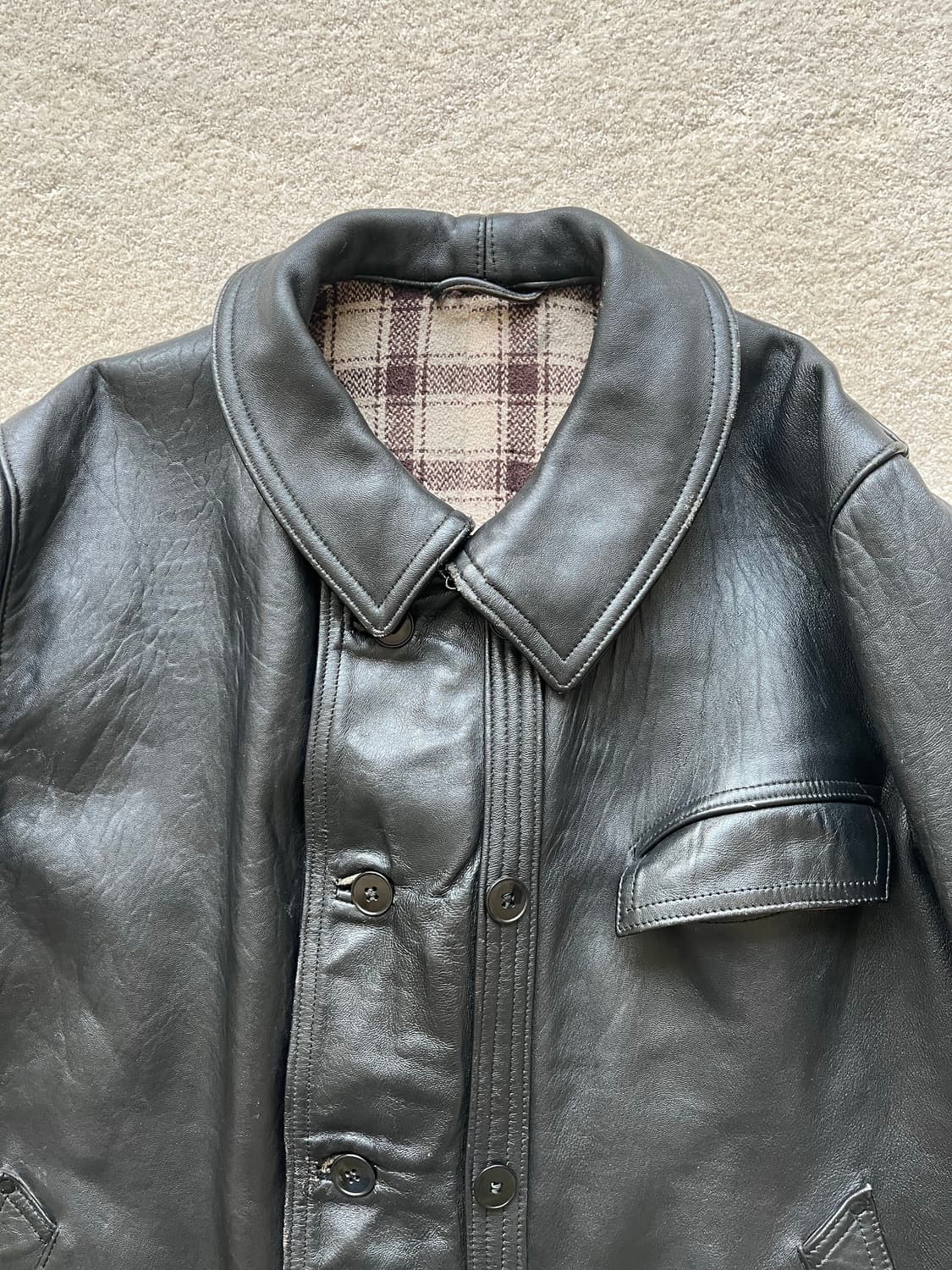 50-60s 프렌치 르 코르뷔지에 레더 자켓 (105-108) 상품이미지5