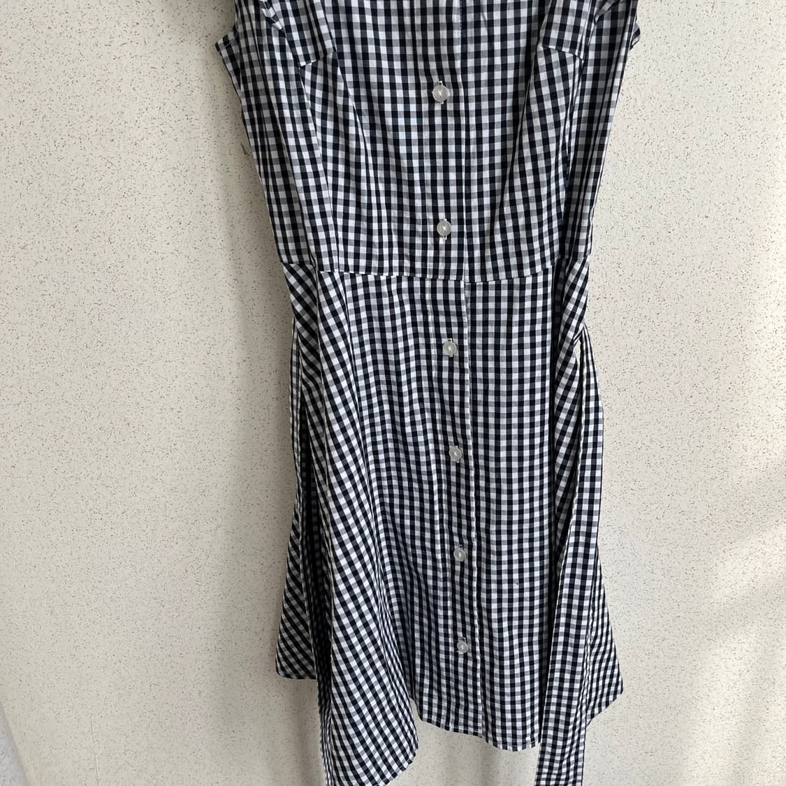 깅엄 체크 셔츠 민소매 원피스 상품이미지2