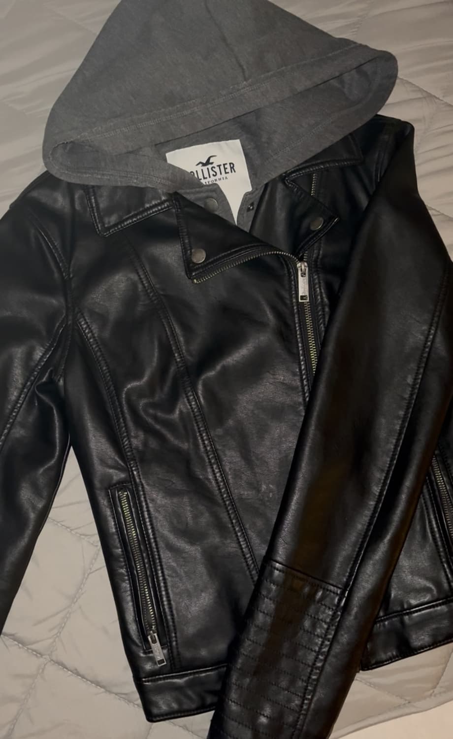 홀리스터 Hollister 후드 레더자켓 S y2k 펑크 갸루 빈티지 상품이미지4