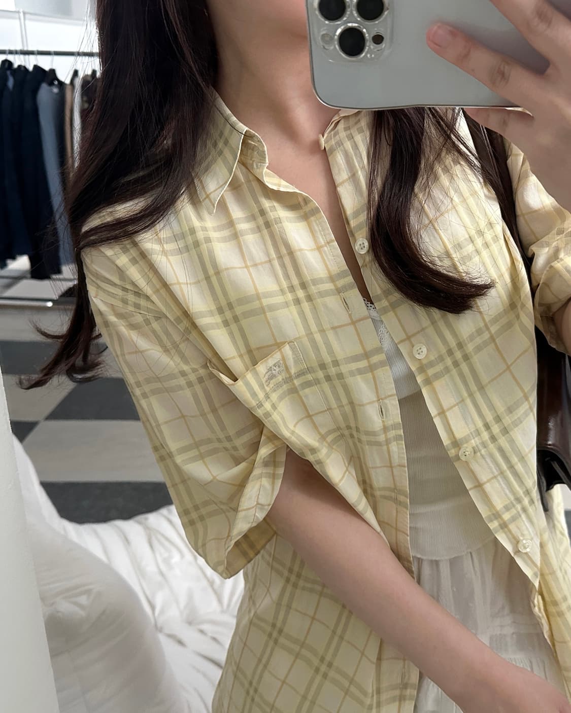 버버리 기마로고 체크 포켓 반팔 셔츠  상품이미지1