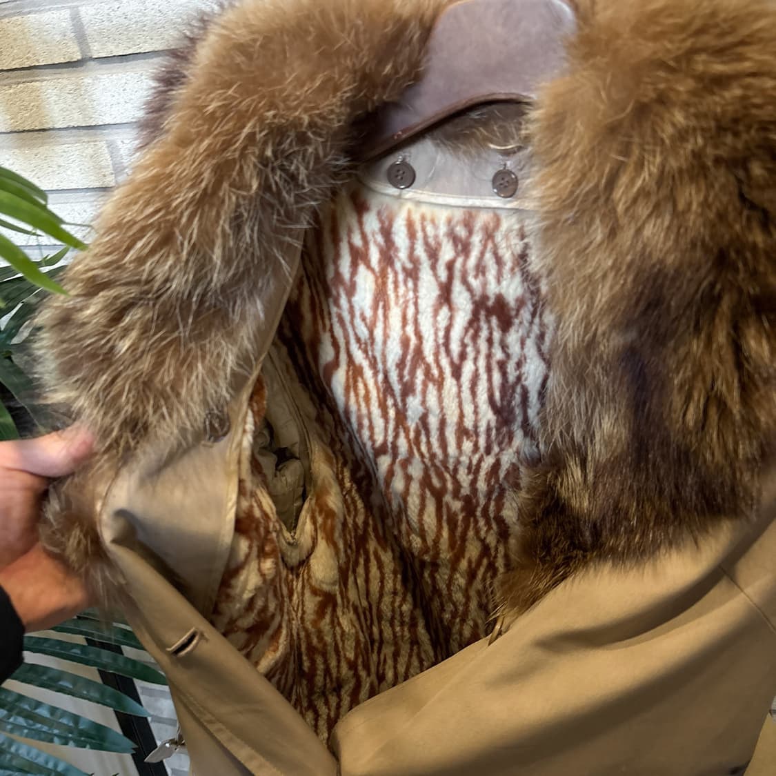 JPN VINTAGE 롱라인 퍼카라 트렌치코트 탈부착 안감 디테일 베이지 상품이미지6