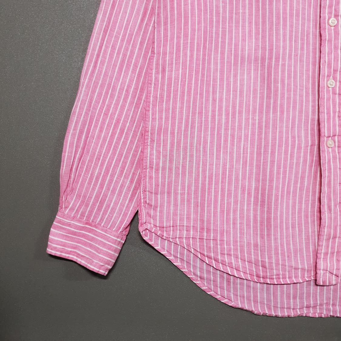 실측 M 폴로 랄프로렌 신형 포니 스트라이프 버튼다운 린넨 셔츠 클래식핏 상품이미지3