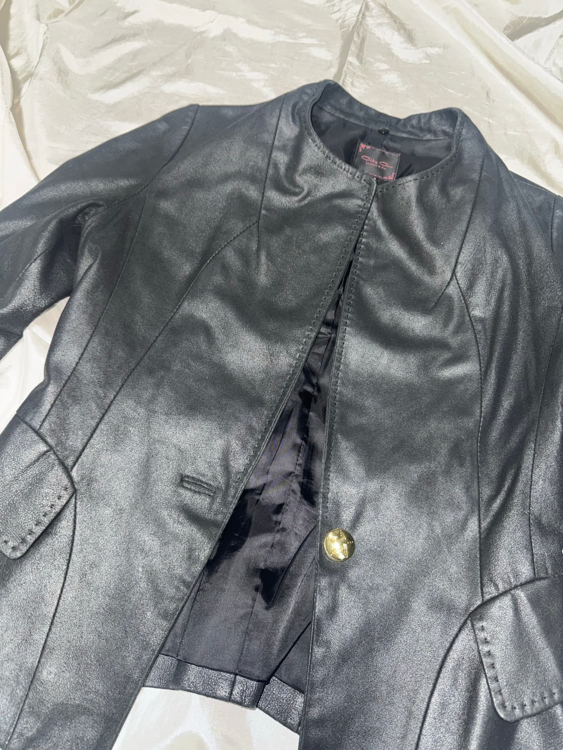 00s Gold button slim leather jacket 상품이미지2