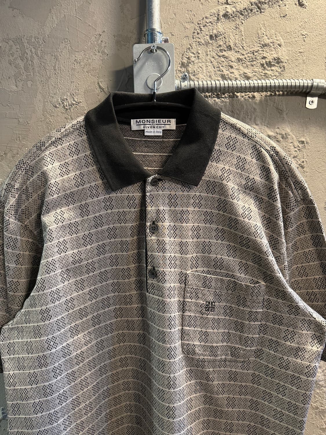 L 지방시 이태리 GIVENCHY MONSIEUR 패턴 폴로 셔츠 그레이 상품이미지4