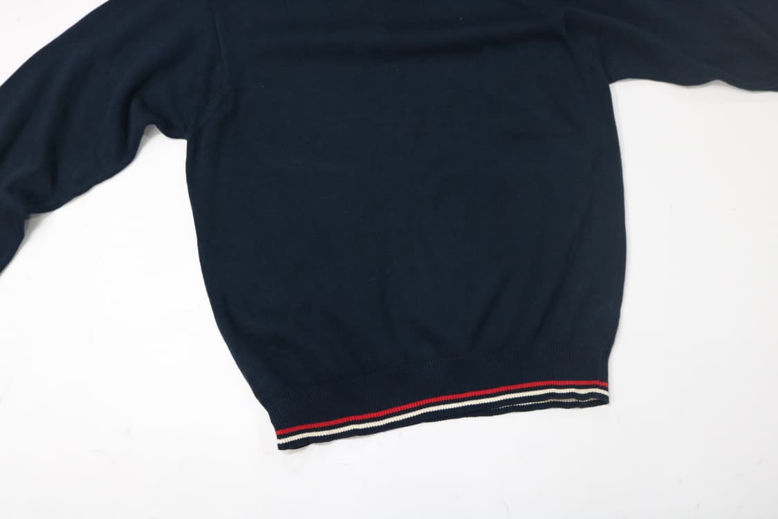 BEAMS 빔즈 빈티지 트리콜로 라인 브이넥 코튼 니트 (M) 상품이미지8