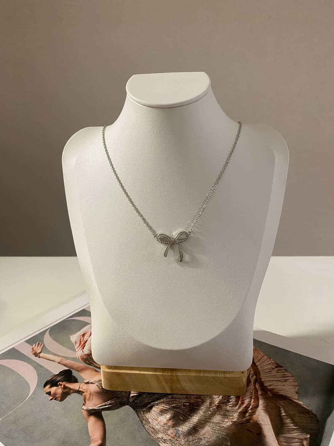 실버925 리본 큐빅 목걸이 각인있음 상품이미지1