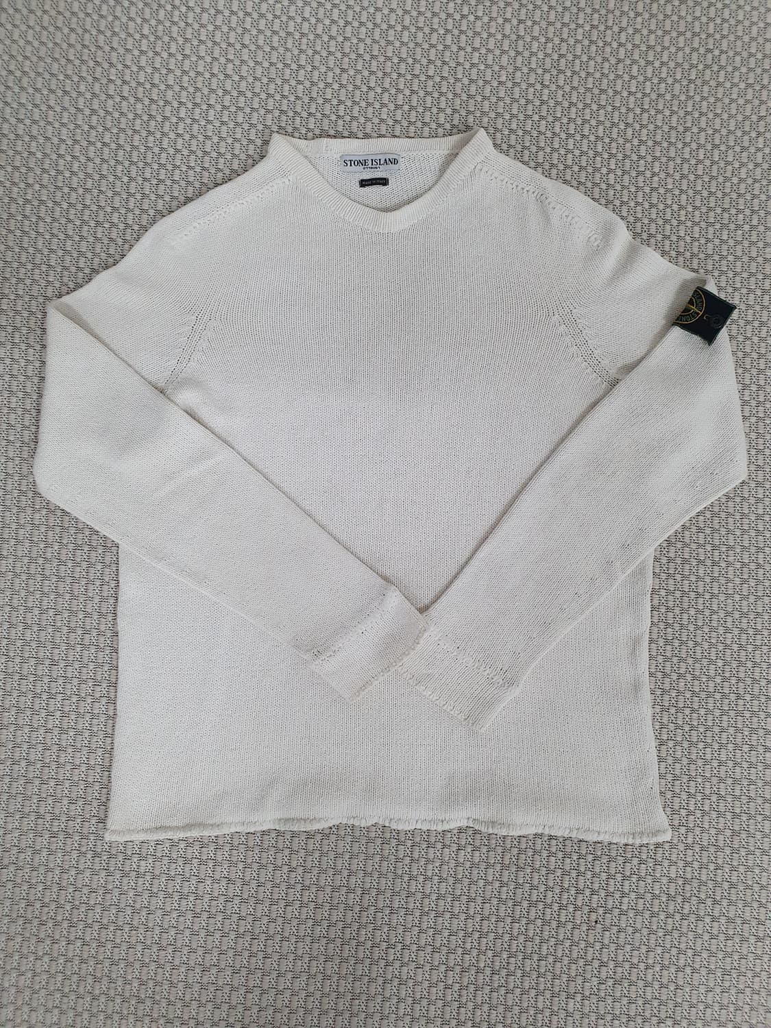 90s 스톤 아일랜드 그린 엣지 화이트 니트 상품이미지5