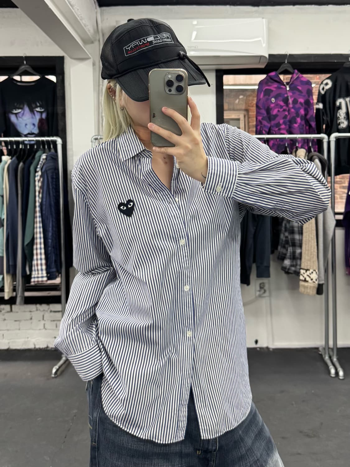 꼼데가르송 블랙와펜 스트라이프 셔츠 상품이미지2