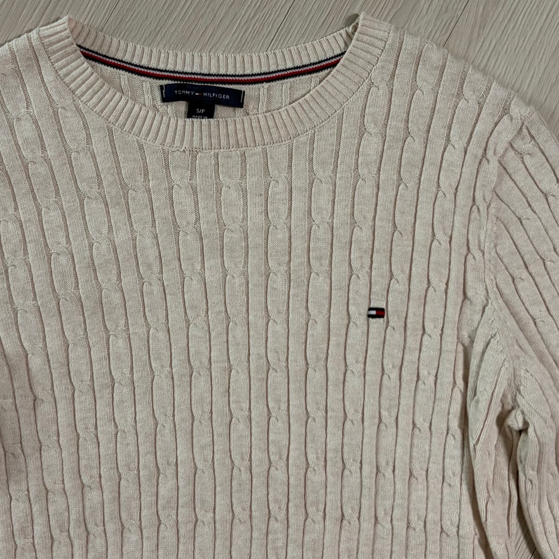 타미힐피거 여성 꽈배기 니트 오트밀 S 상품이미지2