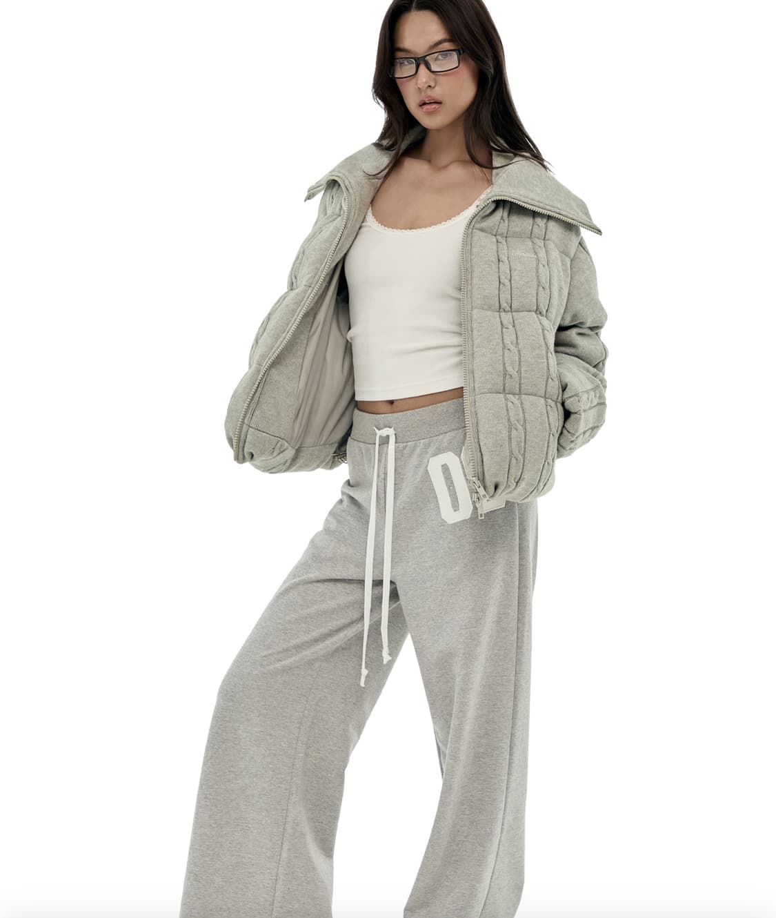 클리시어 츄츄 케이블니트패딩 그레이 상품이미지3