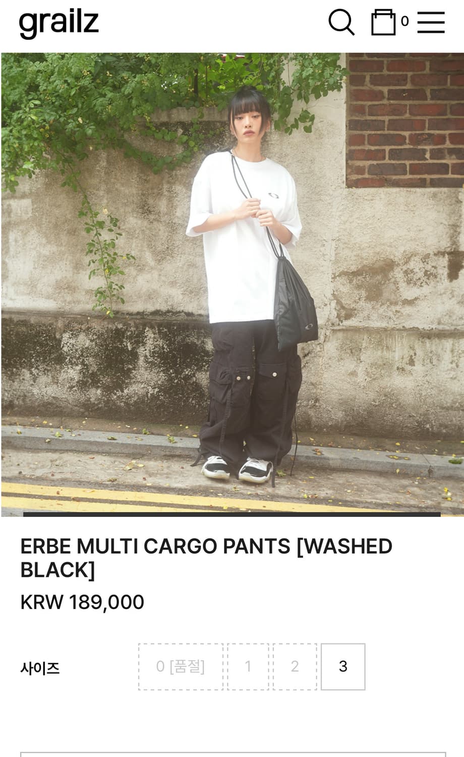 그레일즈 ERBE MULTI CARGO PANTS-WASHED BLACK 상품이미지1