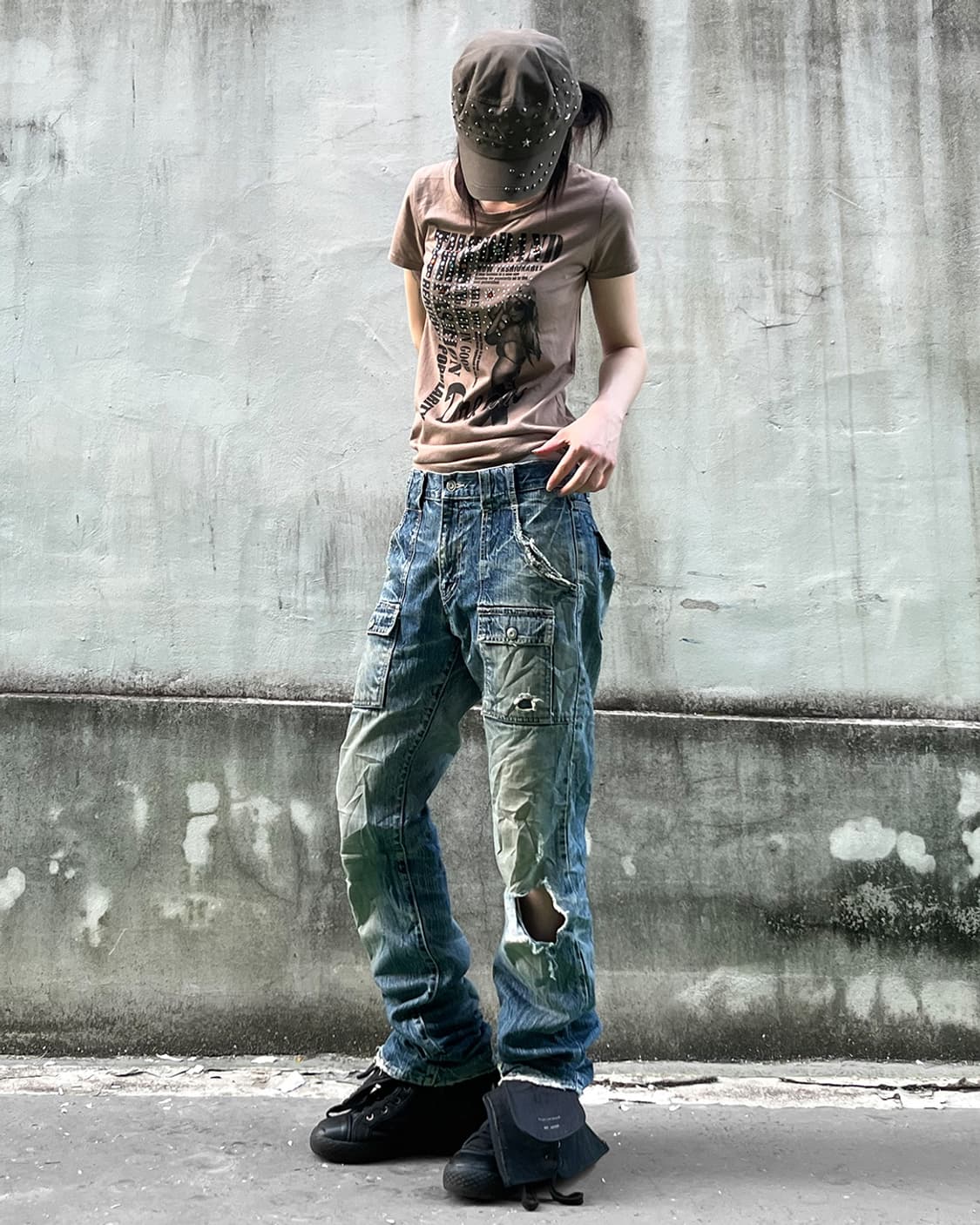 Y2K Distressed Cargo Denim Pants 상품이미지1