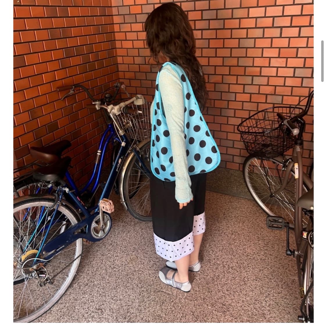 빈티지 블루 도트 에코백 상품이미지1