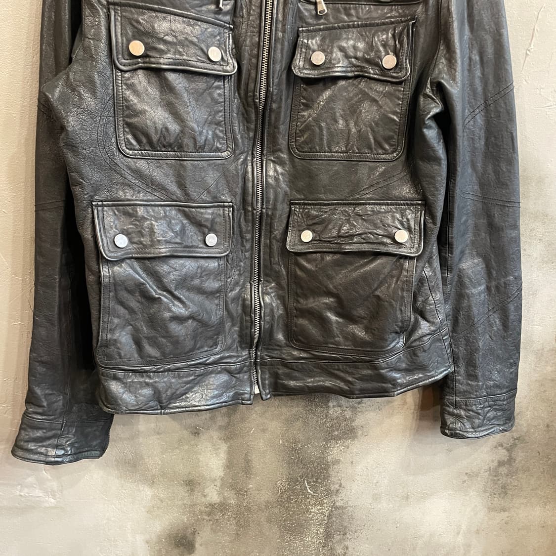 워시드 레더 자켓 상품이미지4