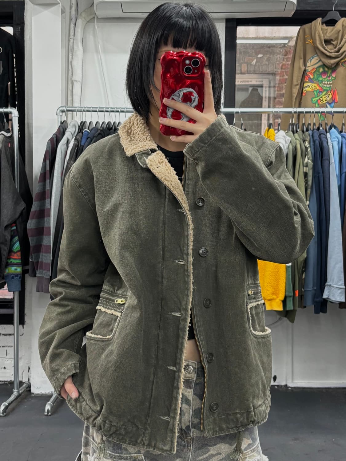 VTG 카키 쉐르파 자켓 상품이미지3