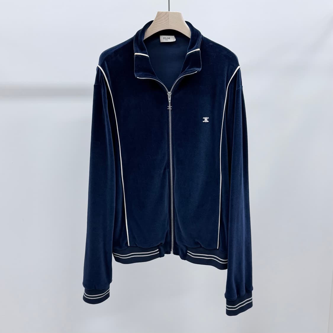 [S+급/XL] 셀린느 트리오페 벨벳 트레이닝 집업 자켓 네이비 상품이미지1