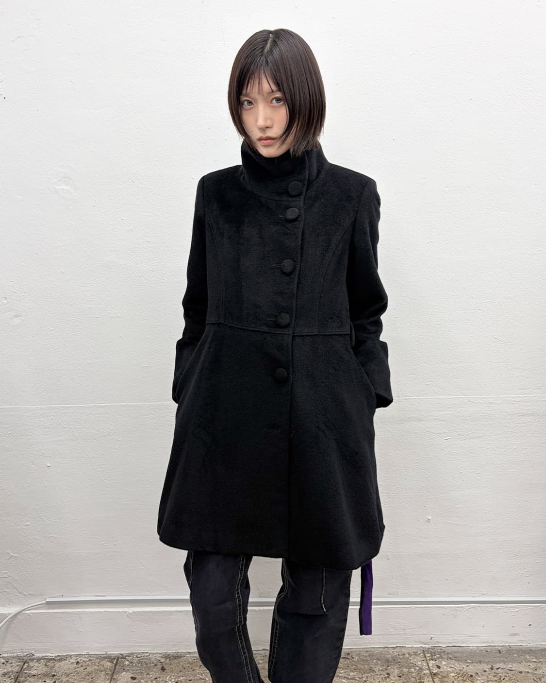 빈티지 하이넥 앙고라 코트 상품이미지1