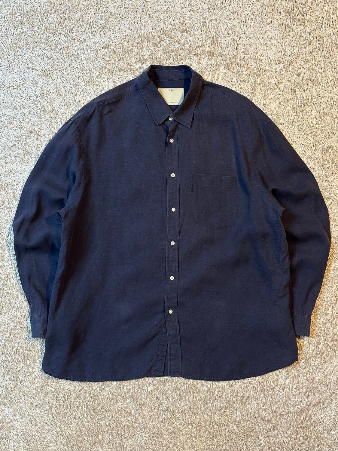 포터리 POTTERY 컴포트 린넨셔츠 네이비 상품이미지1
