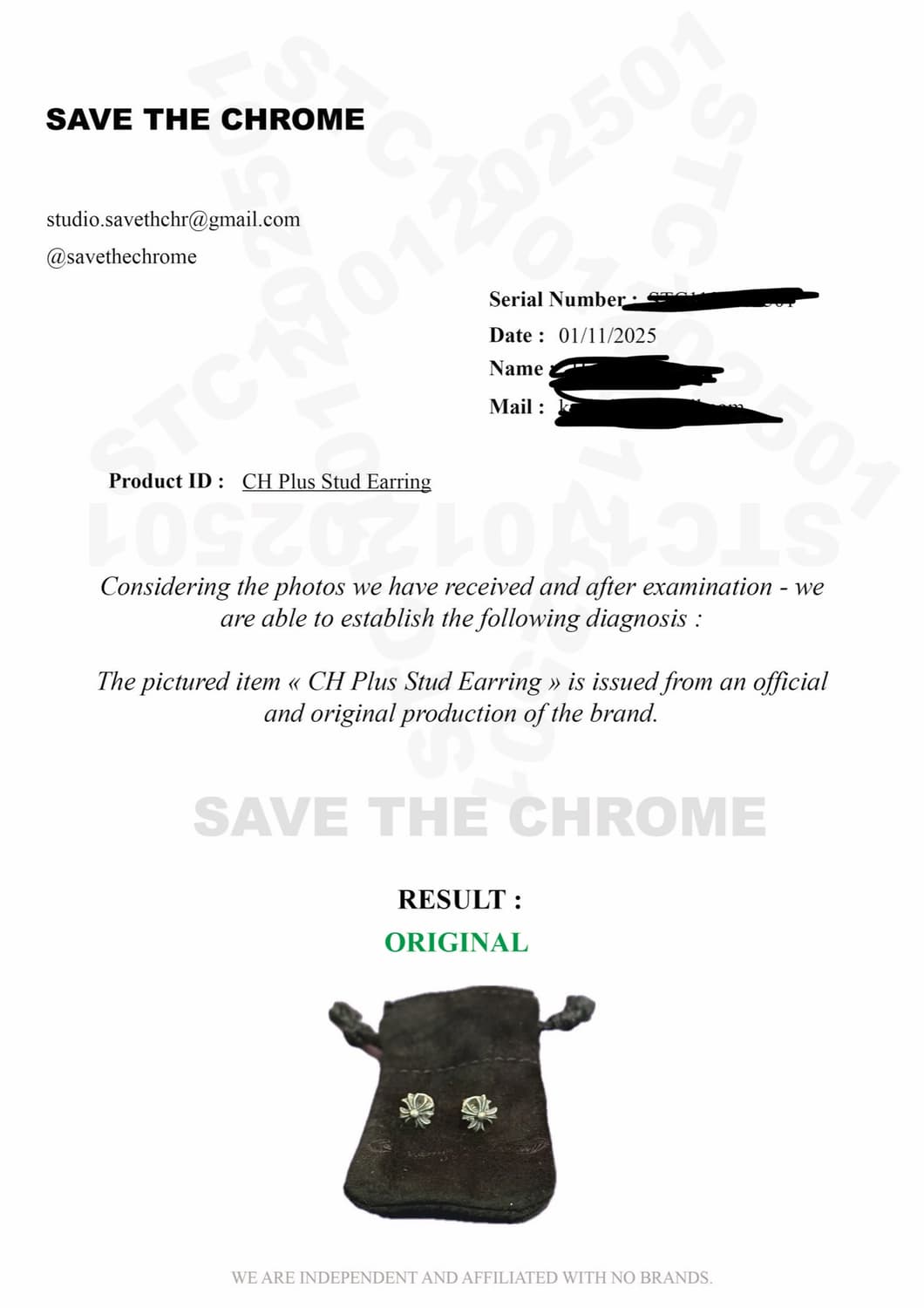 Chrome hearts 크롬하츠 플러스 귀걸이 상품이미지3