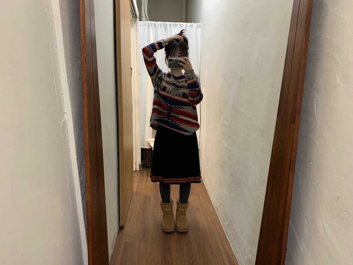 폴로 랄프 로렌 라운드넥 니트 자카드 패턴 디테일 루즈핏 레드 블루 상품이미지1