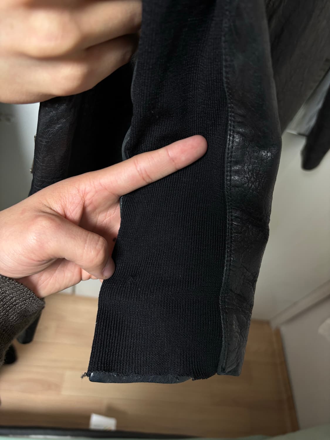 릭오웬스 사선 하이넥 레더코트 상품이미지10