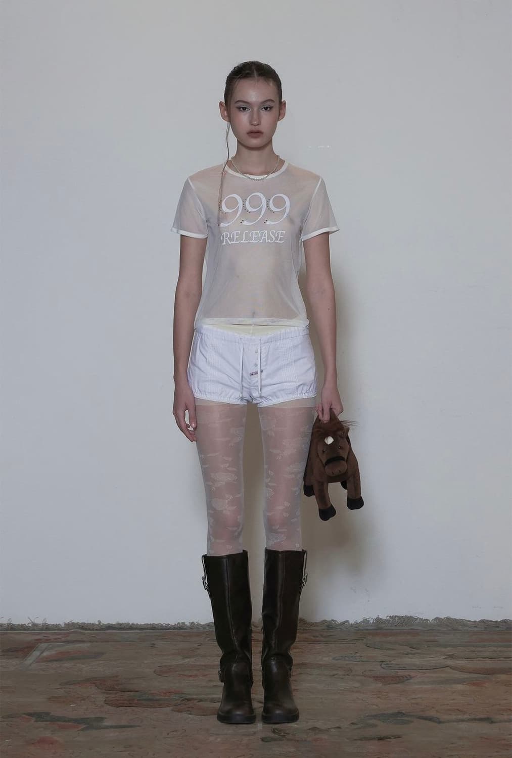 스컬프터) 시스루 크롭 탑 티셔츠 상품이미지4