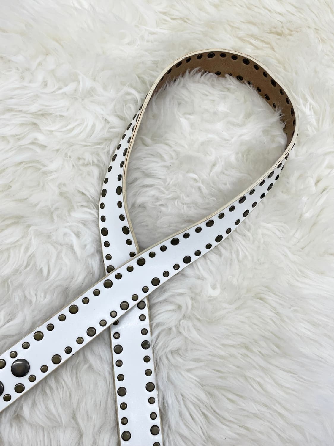 리얼레더 화이트 스터드 벨트 상품이미지5