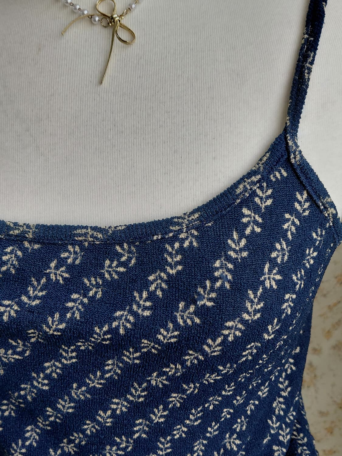 [일본빈티지] 네이비 꽃무늬 슬리브리스 탑 상품이미지2