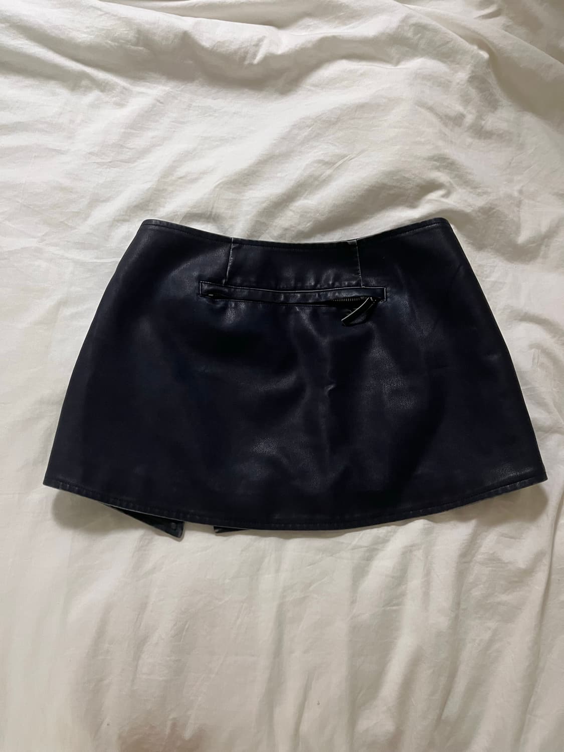 파르티멘토 워시드 레더 랩 미니 스커트 (네이비) 상품이미지5