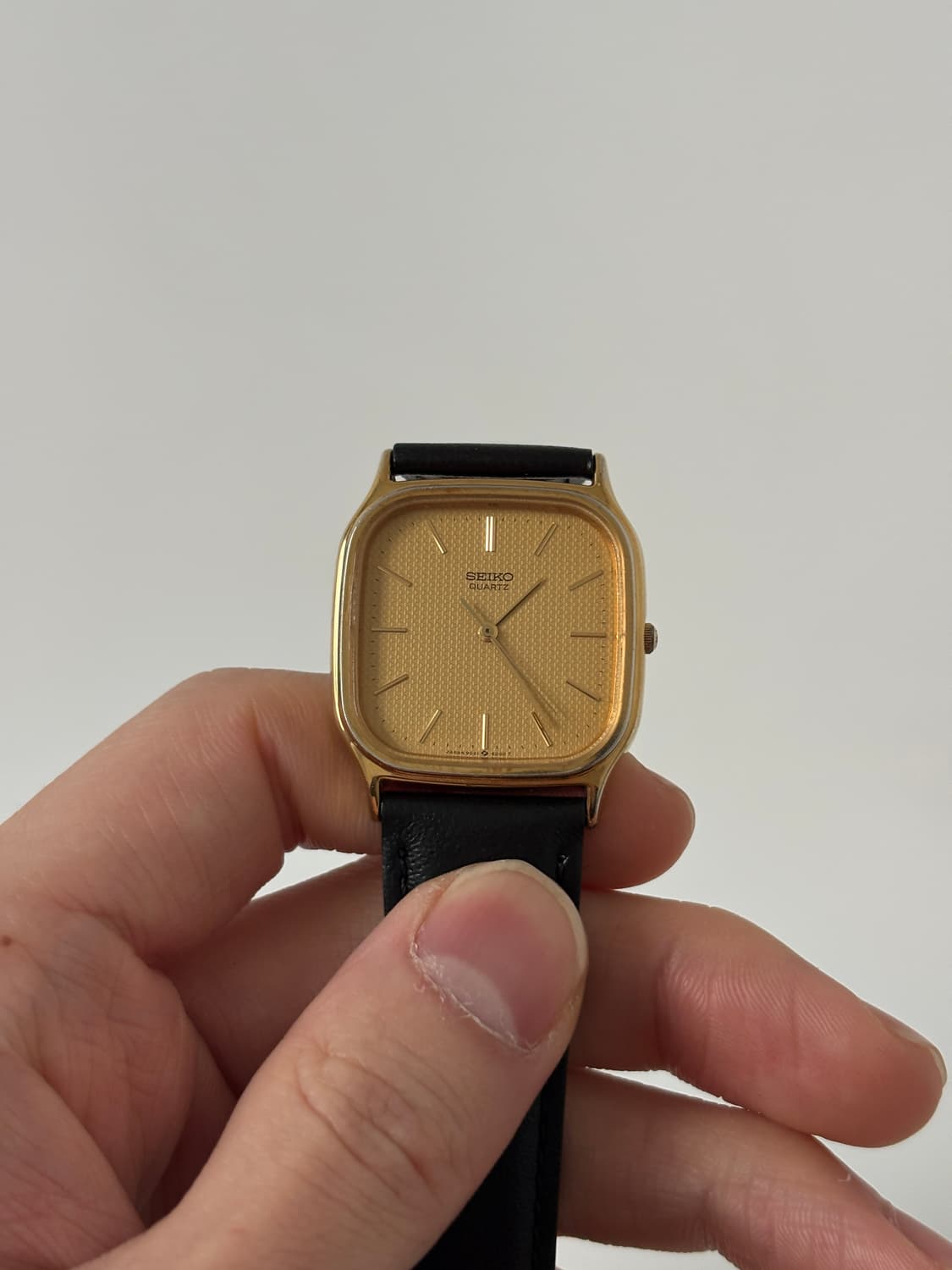 세이코 1980년대 Chariot 골드 텍스처 다이얼 스퀘어 쿼츠 남성 상품이미지2