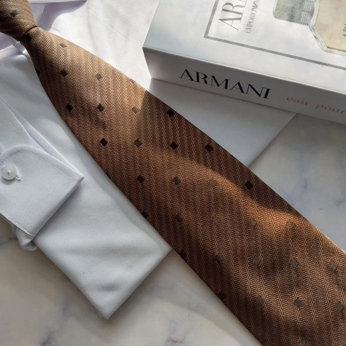 조르지오 아르마니 실크 브라운 패턴 넥타이 9.5cm A+등급 K1880 상품이미지8