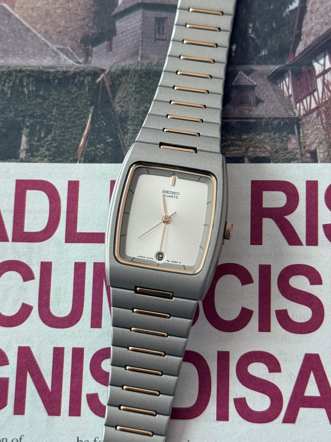 세이코 Seiko 쿼츠 스퀘어 콤비 데이트 상품이미지1