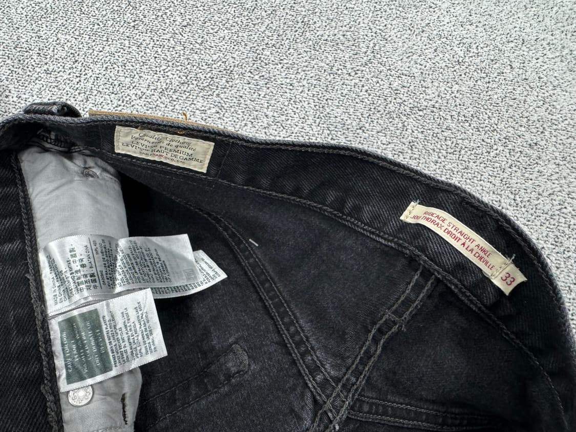 리바이스 립케이지 와이드 데미지 블랙데님 상품이미지7