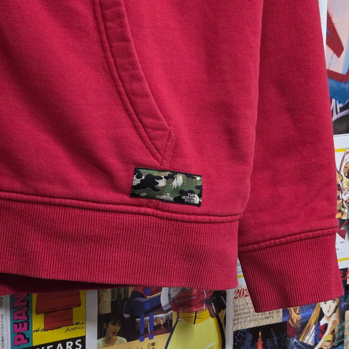 노스페이스 스웨이드 패치 레드 브라운 후드집업 상품이미지5