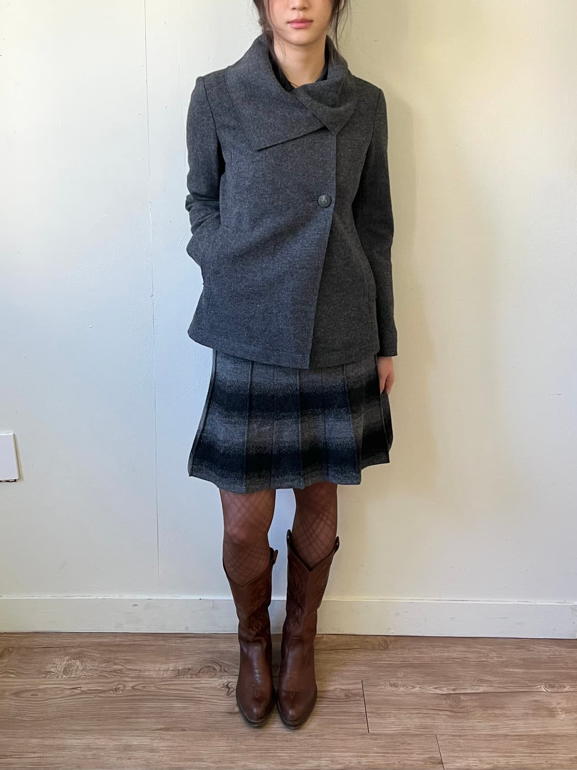 Japan vtg 숄카라 크롭 코트 상품이미지6