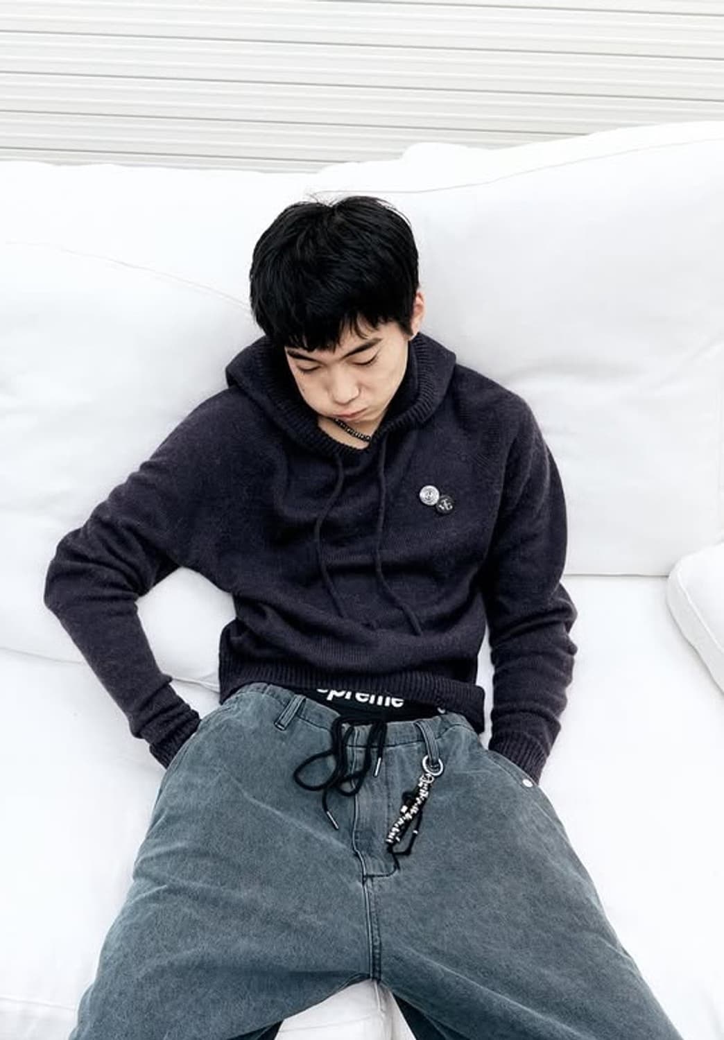 해칭룸 Base Hoodie Knit Purple Charcoal 3 상품이미지1