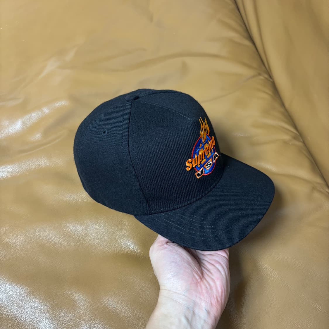 Supreme 슈프림 블랙 6패널 볼캡 모자 (Washed Black) 상품이미지3
