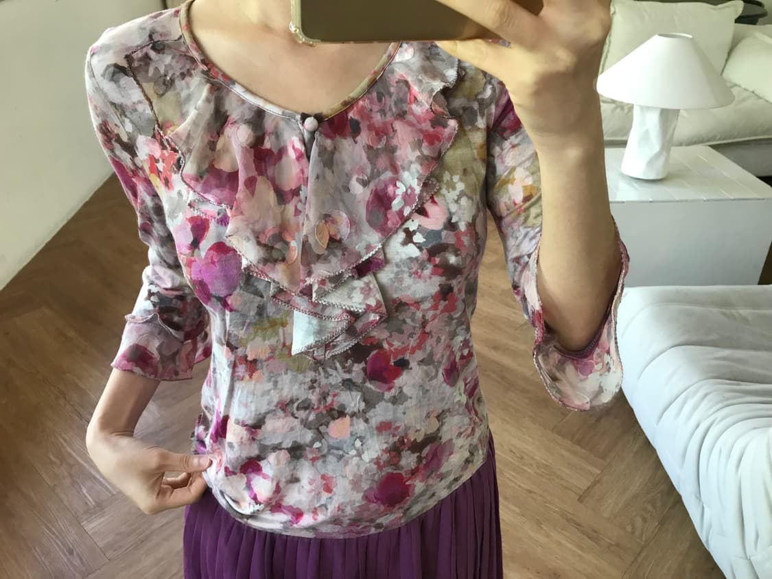 vintage pattern ruffle top 상품이미지3