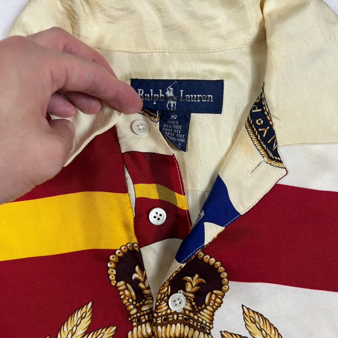 90‘s 폴로랄프로렌 og 빅 크레스트 실크 피케셔츠 상품이미지6