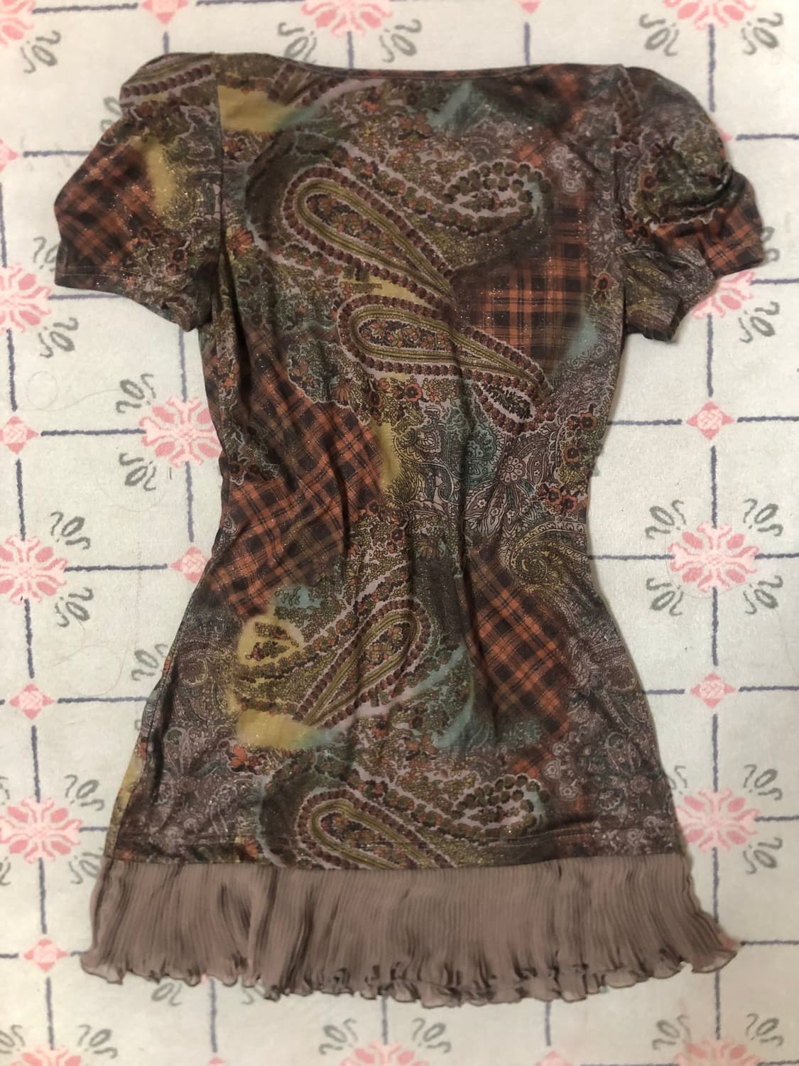 빈티지 오리엔탈 브라운 원피스 탑 vintage top 상품이미지6