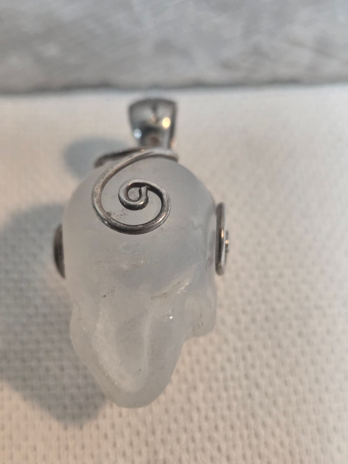 천연 백수정 스컬 펜던트 | 925 실버 해골 목걸이 빈티지 보헤미안 상품이미지1