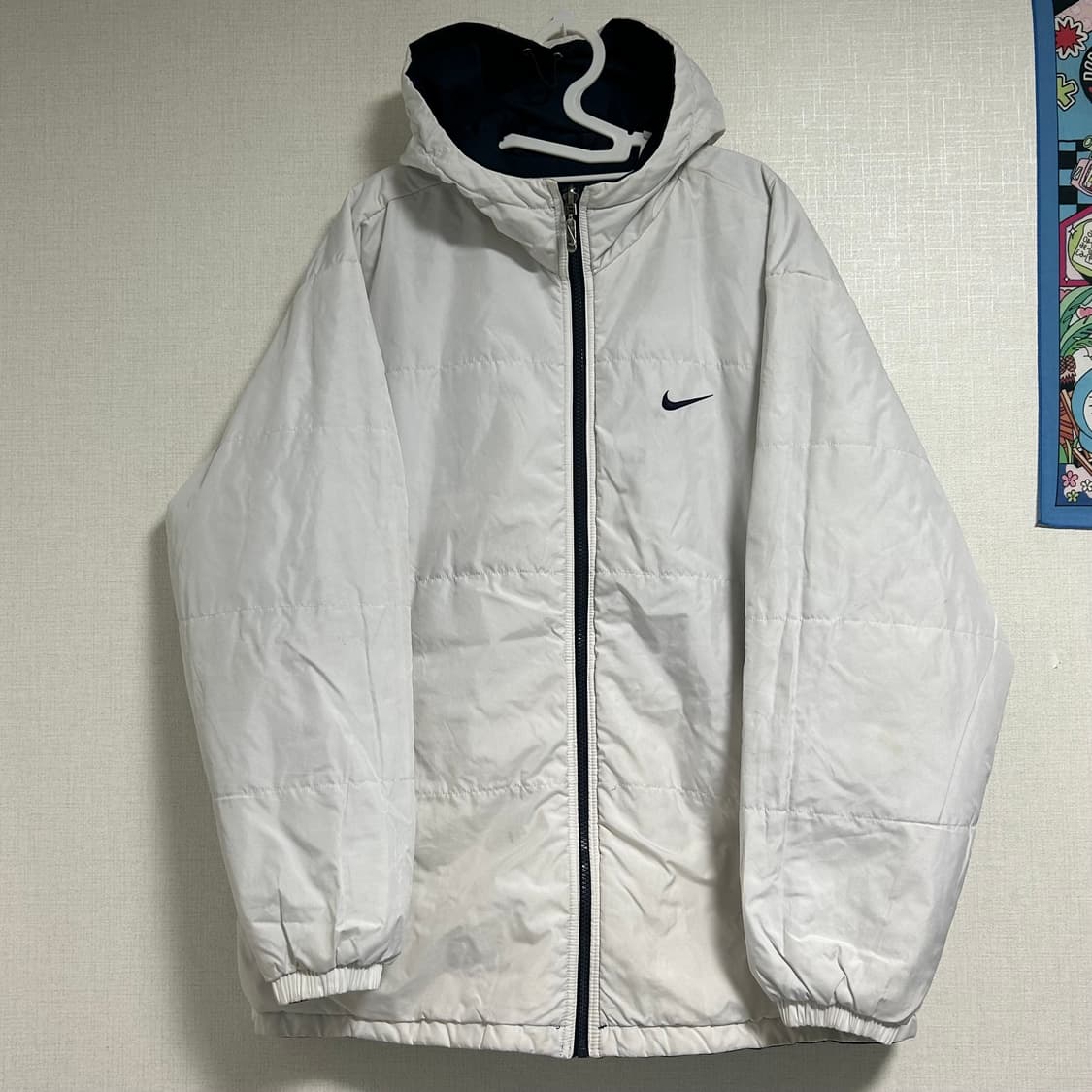 00s 나이키 리버시블 양면 후드 패딩 점퍼 화이트 네이비 100 L 상품이미지6