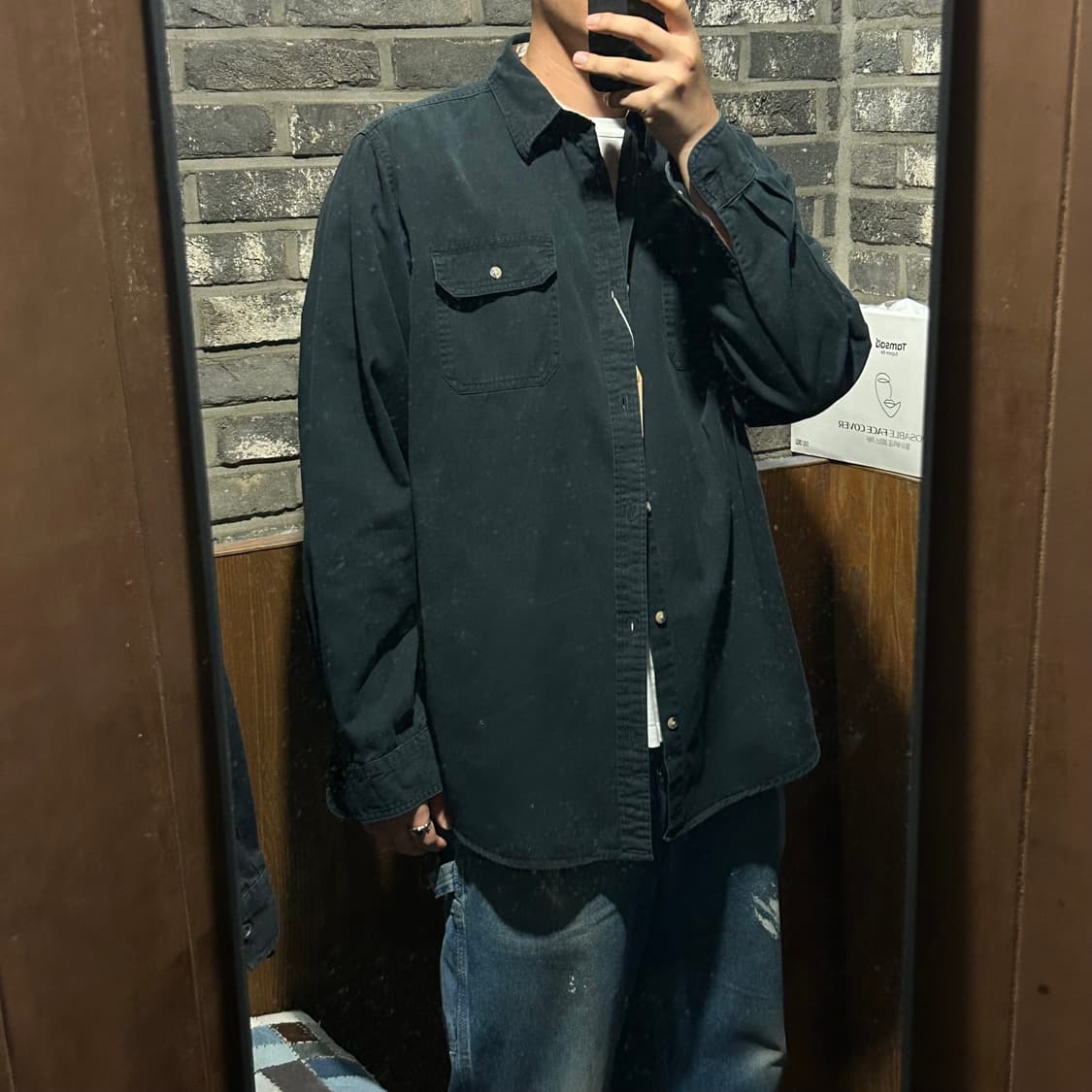 L) Wrangler 랭글러 투포켓 워크웨어 코튼 셔츠 블랙 W33 상품이미지8