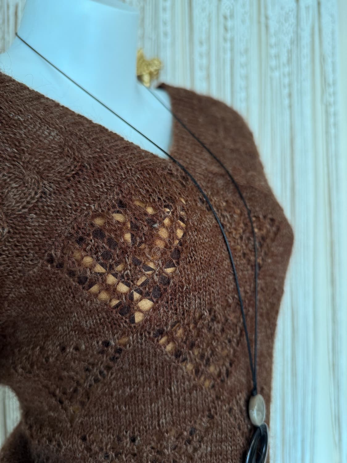 Cable Crochet V-Neck Knit 0024 상품이미지7