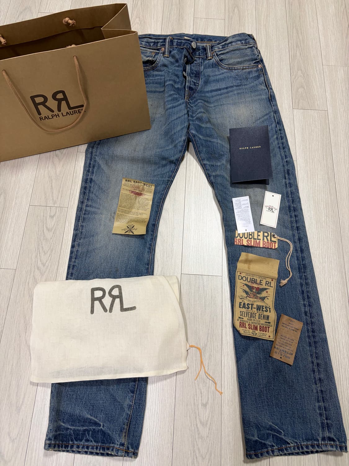 RRL 슬림부츠 브라이어필드 셀비지진 상품이미지1